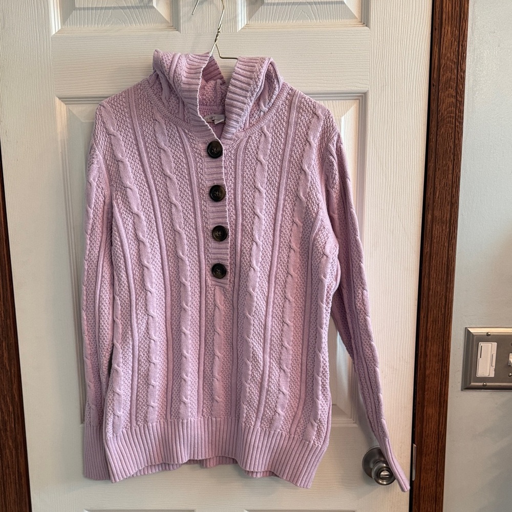 Old Navy Lilac Cable-Knit Button Mock Neck Sweater‎